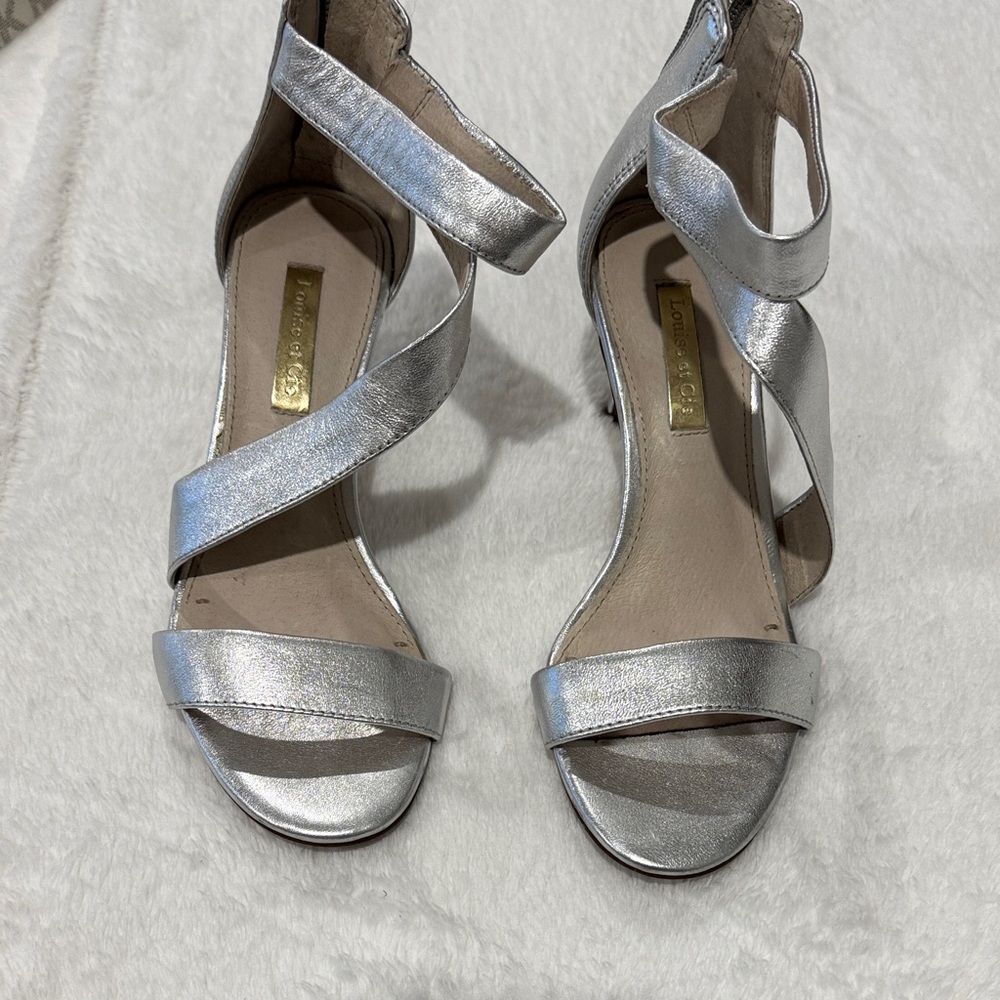 Louise et Cie Silver Metallic Twist Strap Heels